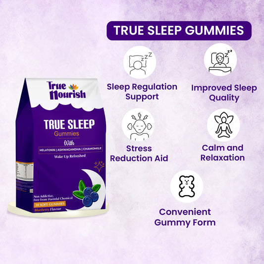 True Sleep Gummies with Melatonin, Ashwagandha (30 Gummies)